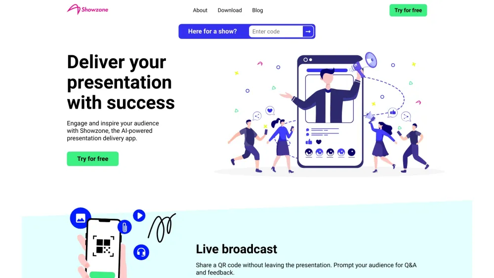 Showzone: AI Talks, Live Transcription, QR Engagement