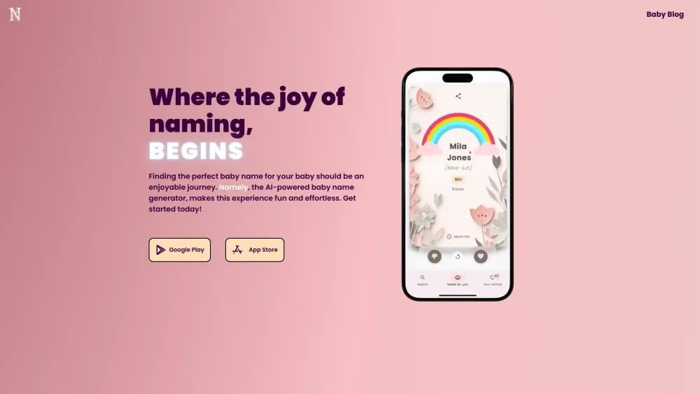 Namely : AI-Powered Baby Names Tailored for Your Child