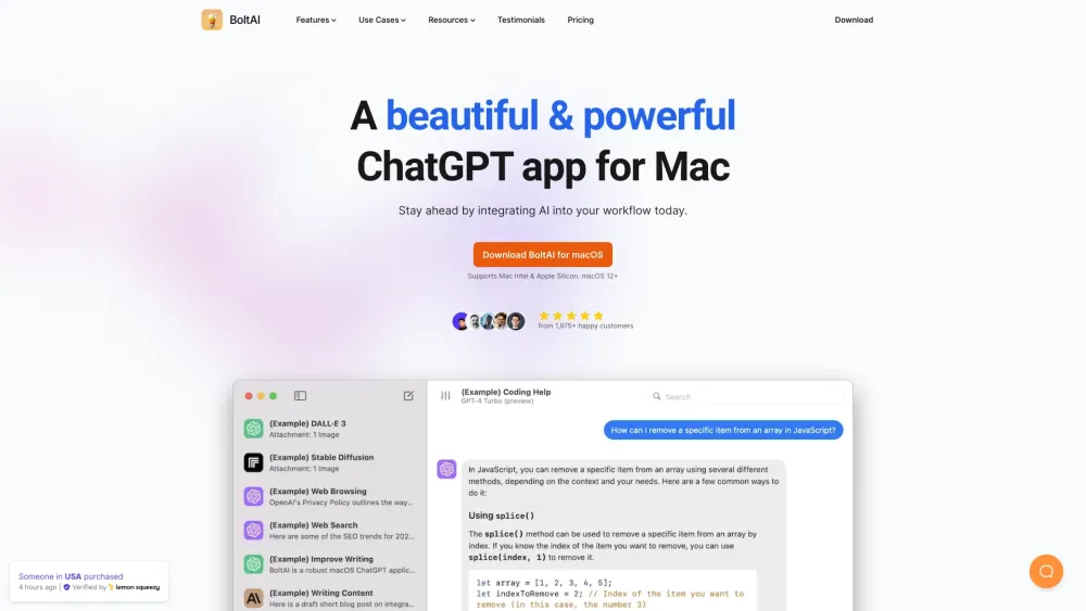 BoltAI : Mac Native ChatGPT for Seamless AI Task Integration