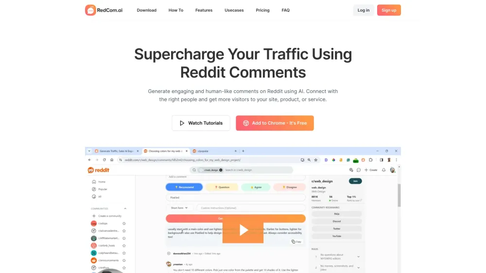 RedCom AI: 1-Click Reddit Comments, Witty & Personalized