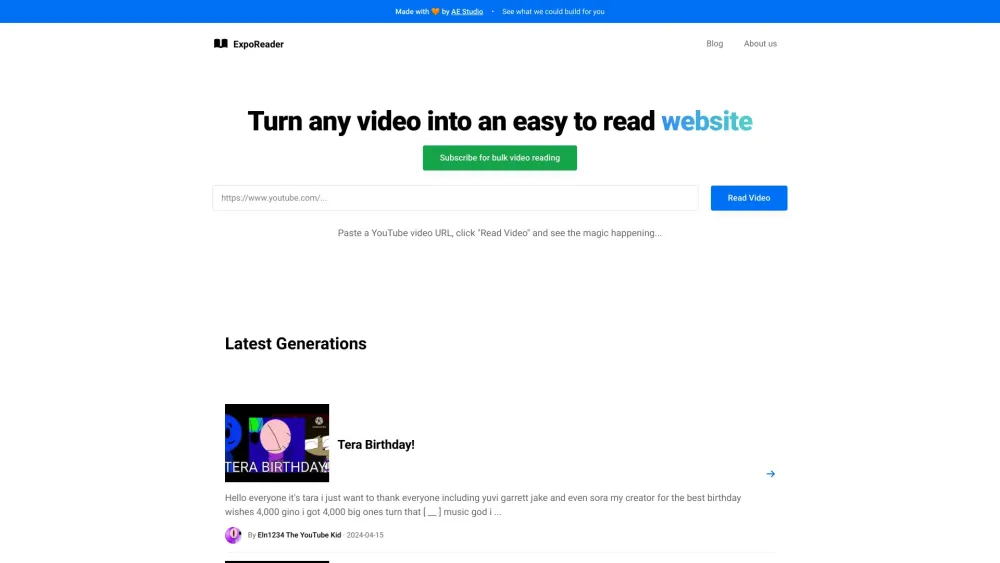 ExpoReader: One-Click Video to Text Conversion, Save Time