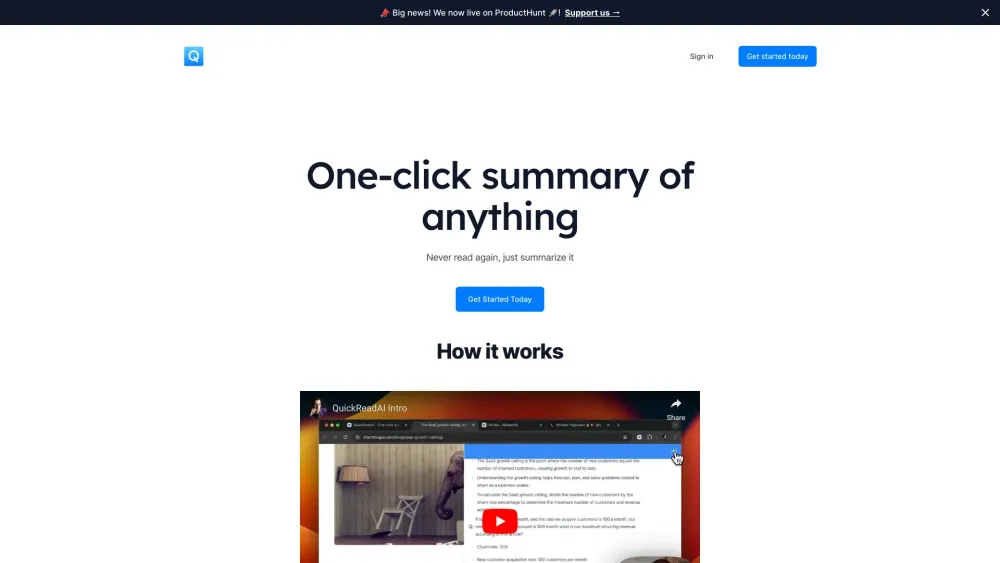 QuickReadAI: Summarize, Chat, Boost Productivity with AI Insights