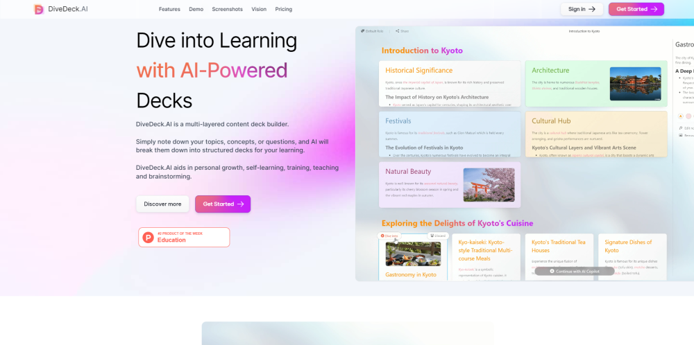 DiveDeck : AI Copilot, Multi-Layered Decks, Effortless Content Creation