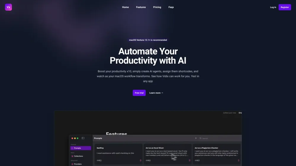 Vidix: AI-Powered macOS Tool : Automate Tasks, Boost Productivity