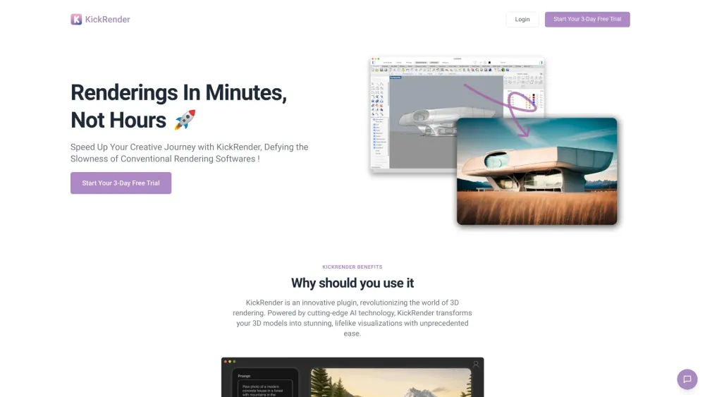 KickRender: AI-Powered 3D Rendering for Lifelike Visuals