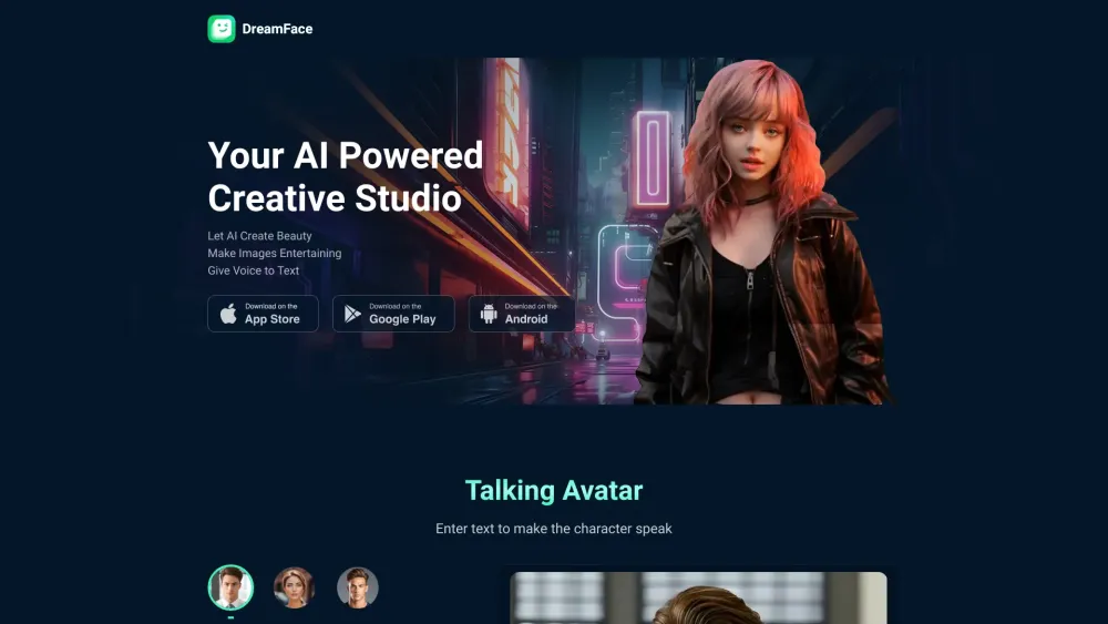 DreamFace: AI Tool for Creators & Entertainment : Elevate Content, Captivate Audiences