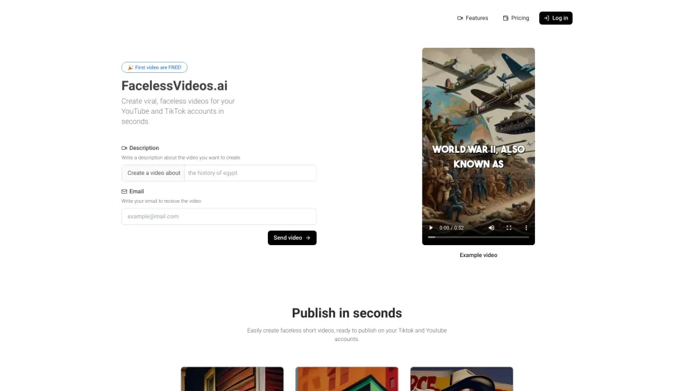 FacelessVideos: AI-Powered Faceless Videos for TikTok & YouTube