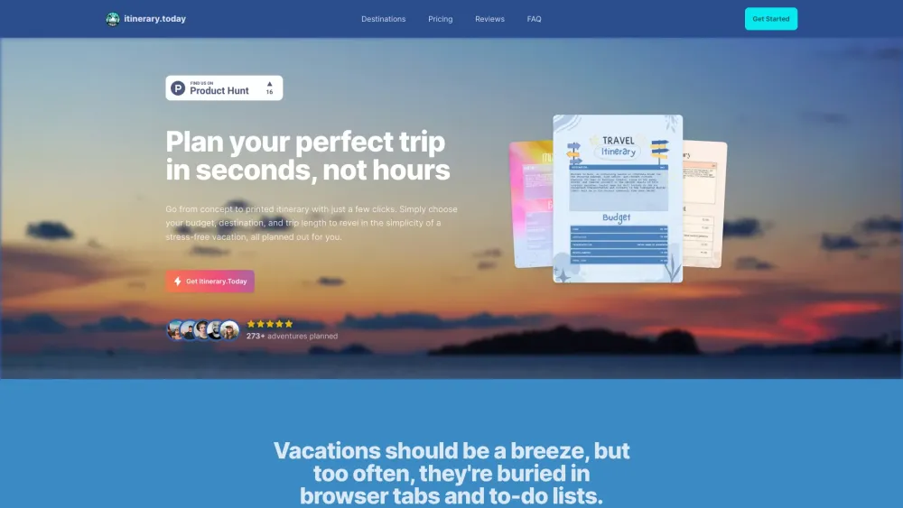 Itinerary.today : AI-Customized Travel Plans for Your Dream Vacation