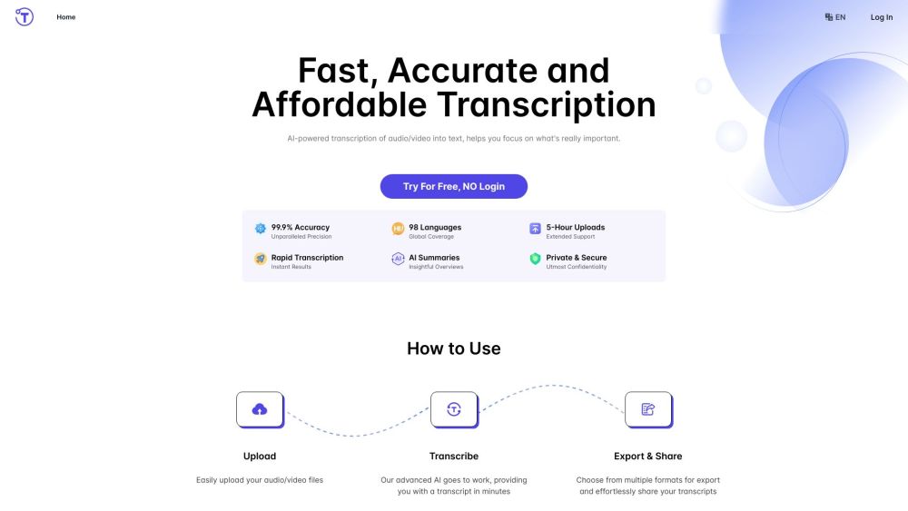 Transcribe Free Online : AI Accuracy, Fast, Easy, Free Audio/Video to Text