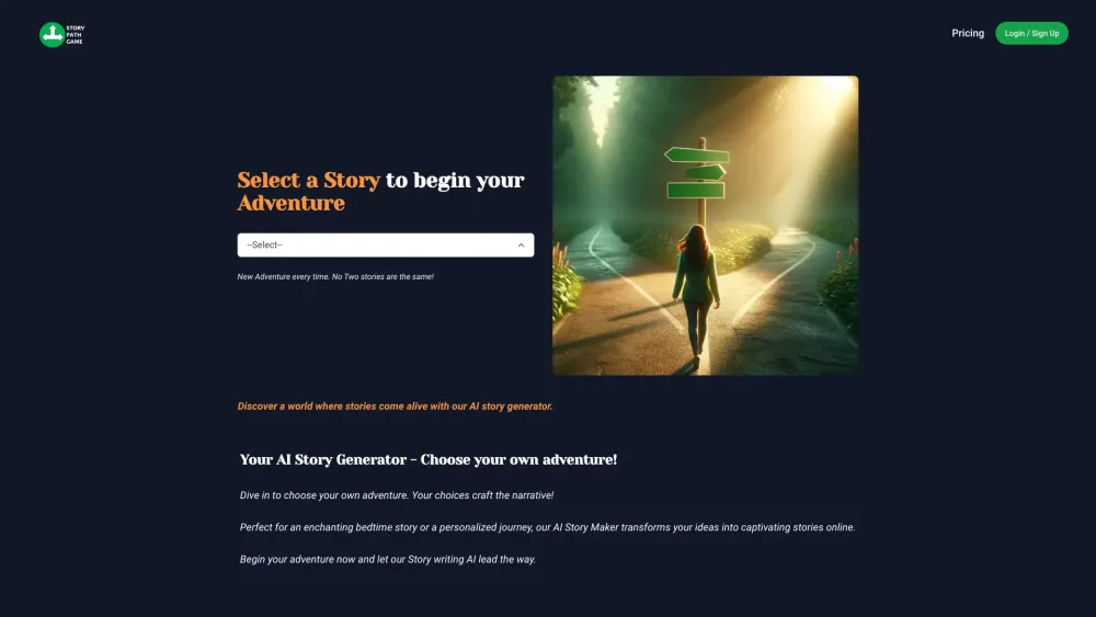 StoryPathGame: AI-Crafted Unique Personalized Adventure Stories