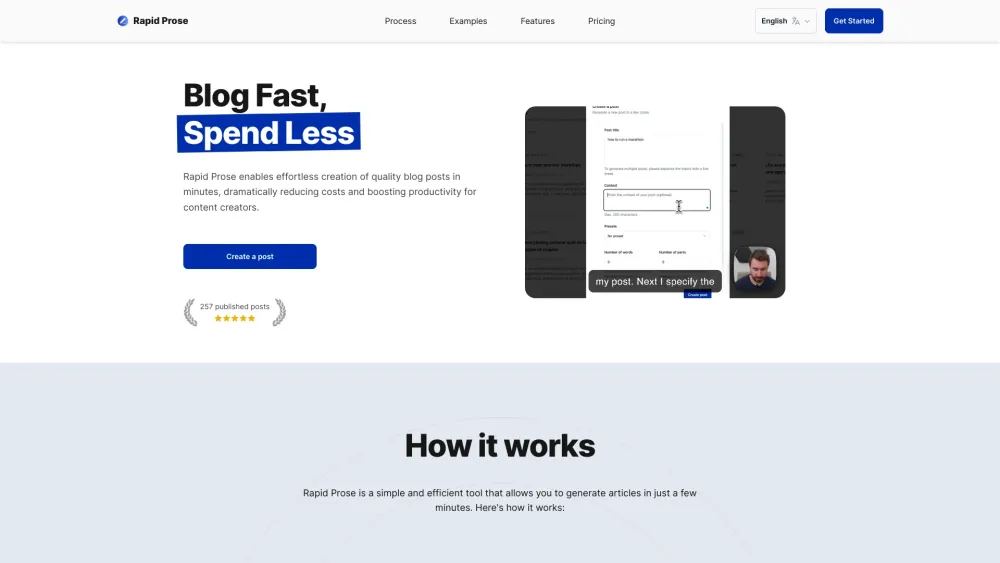 Rapid Prose: Fast, Affordable, High-Quality Blog Post Creation