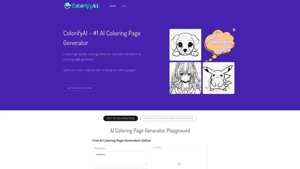 ColorifyAI: Free Online High-Quality Coloring Sheets Creation – No Login, Instant Access, Perfect for Kids & Artists – Express Creativity with Just a Click! 🎨✨