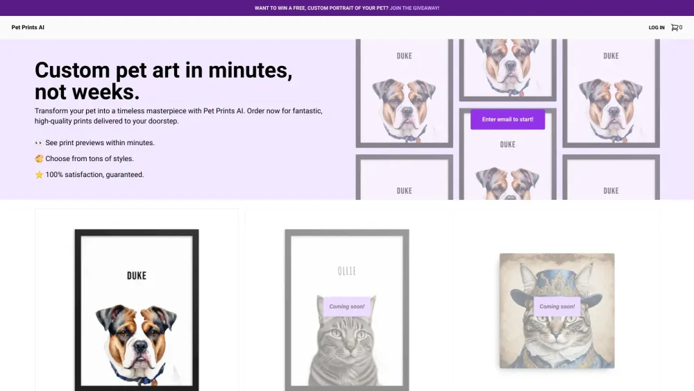 Pet Prints AI: Custom Art, Fast Delivery, Multiple Styles