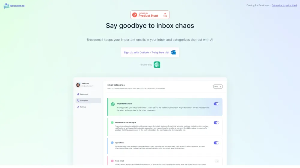 Breezemail: AI Email Organizer for Inbox Efficiency