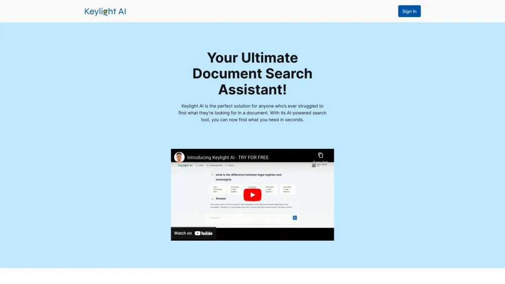 Keylight AI: Swift, Efficient, AI-Powered Document Search Tool