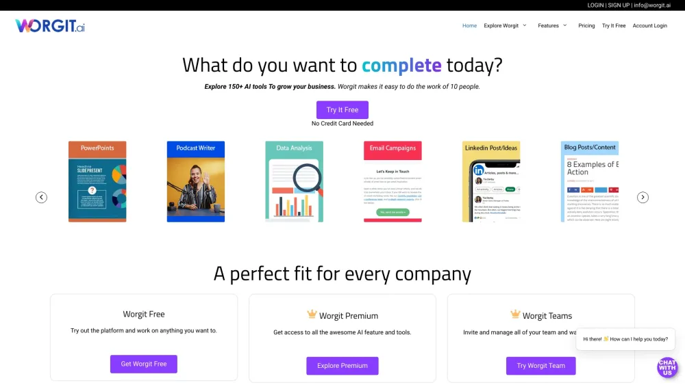 Worgit.ai: 150+ AI Tools for Marketing, HR, Legal & Finance Automation