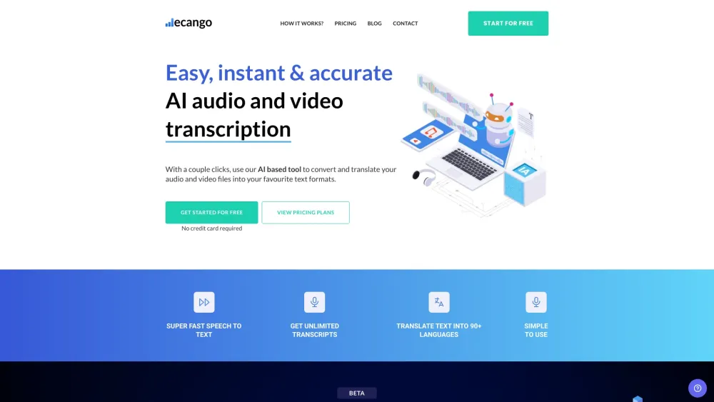 Ecango : AI Transcription, Precise, Time-Saving, Boost Productivity