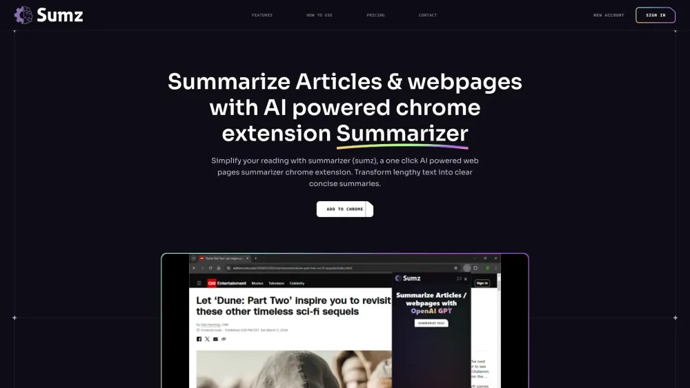 Sumz: AI-Powered Browsing : Quick Summaries, Save Time, Boost Productivity