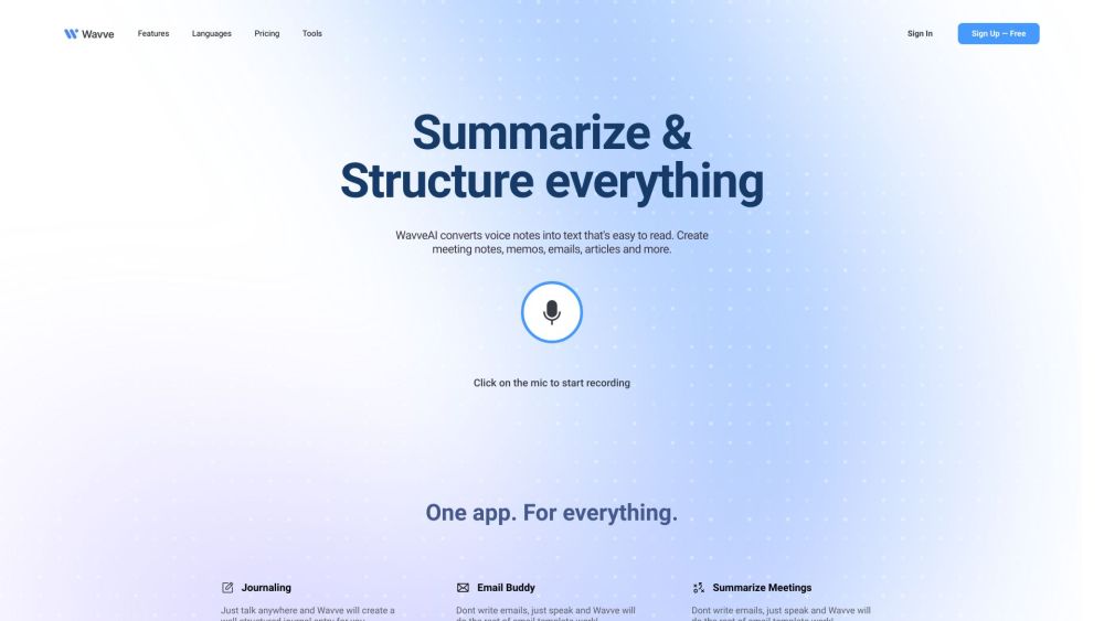 Wavve AI: Record, Transcribe, Summarize, Convert Audio to Text