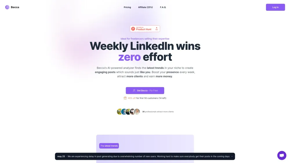 Becca AI : Personalized LinkedIn Posts, Effortless Engagement