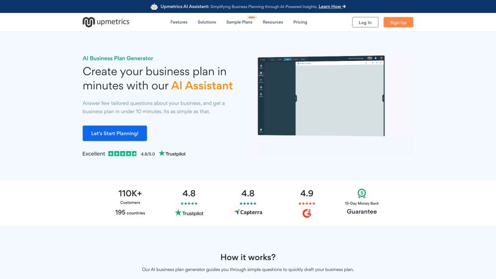 Upmetrics AI : AI-Driven Plans, Save Time, Boost Strategy, Easy Funding