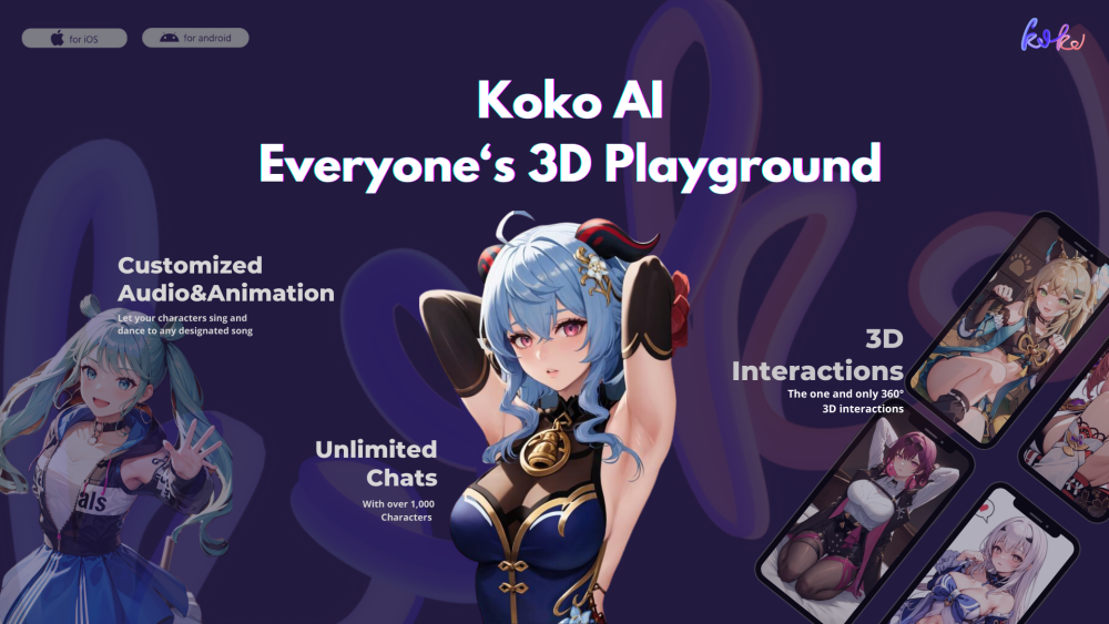 Koko AI : 3D Social App with AIGC, AI Friends & Animated Chats