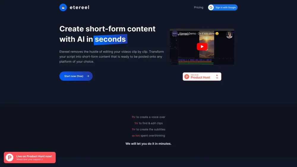 Etereel: AI-Crafted Scripts for TikTok, IG Reels & YouTube Shorts Success