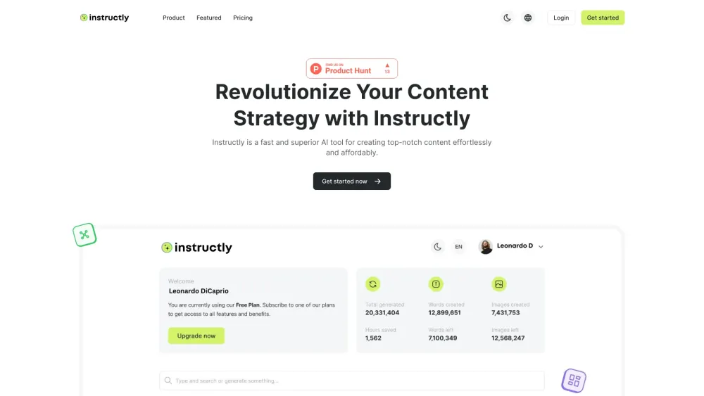 Instructly : AI-Powered Content Creation, Simplify, Effortless & Efficient