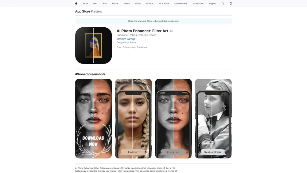 AI Photo Enhancer: Filter Art : Stunning AI Edits on iOS