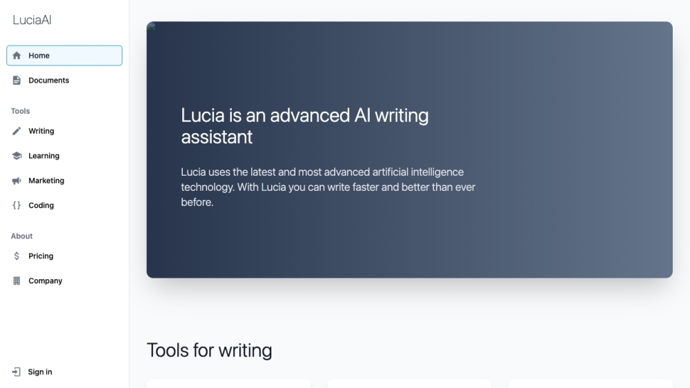 Lucia: AI Writing Assistant : Fast, Quality Content with State-of-the-Art AI