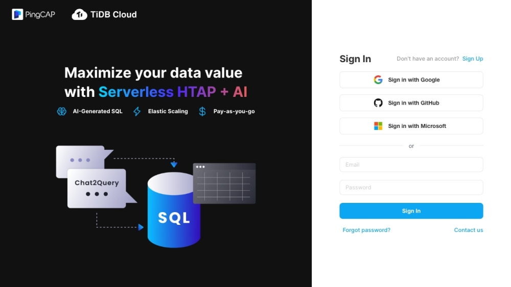 TiDB Cloud: AI SQL, Serverless HTAP, Real-Time Analytics