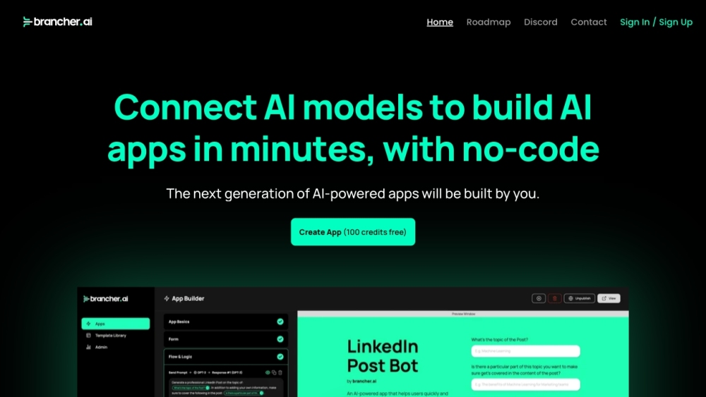 Brancher.ai: Build, Share, Monetize AI Apps in Minutes – No Code