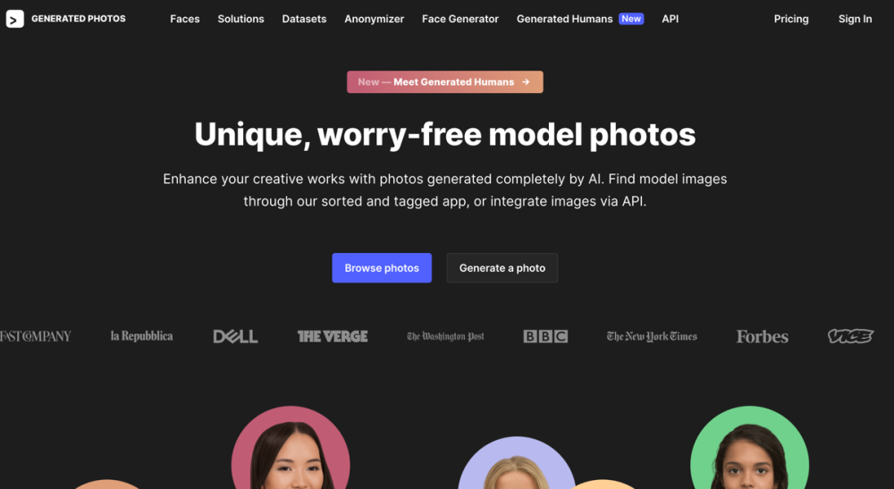 Generated Photos: AI Model Images, Copyright-Free High-Quality Headshots for Instant Download