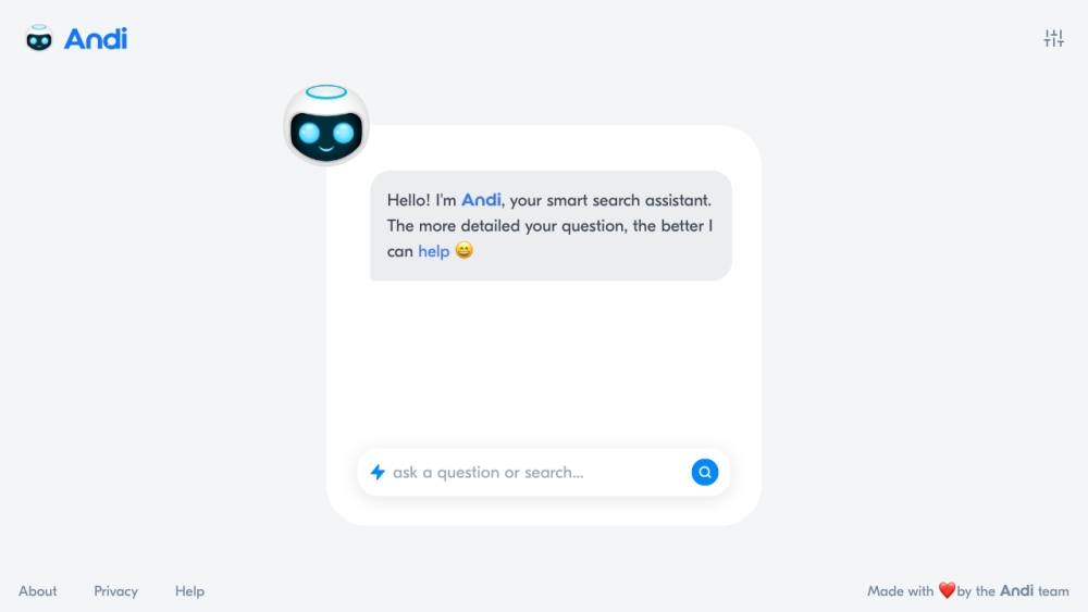 Andi: AI-Powered Query Tool : Direct Answers, Smart, Fast, Helpful