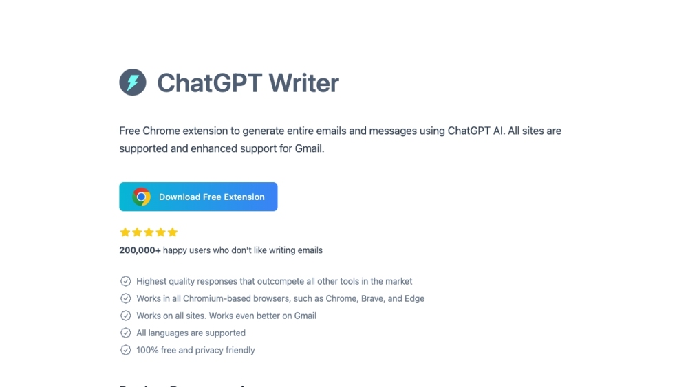 ChatGPT Writer: AI Tool for Writing, Grammar, Tone, & Summarizing