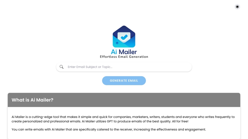 AI Mailer : GPT-Powered Emails, Craft Professional Messages Effortlessly