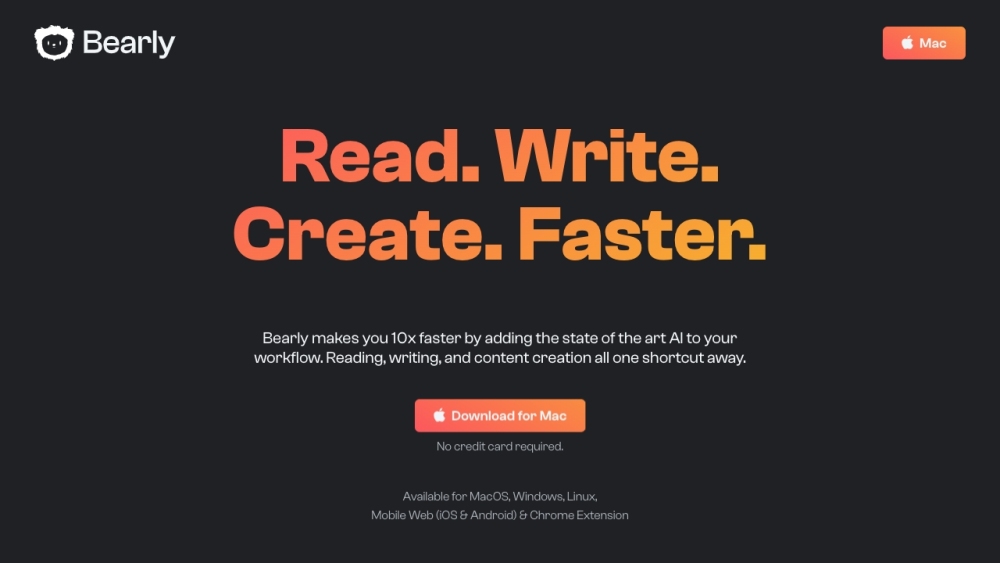 Bearly: AI Hotkey for Reading, Writing, Learning - Boost Productivity with Instant Advanced AI Support