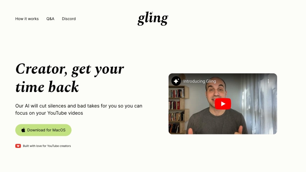 Gling AI: Auto-Cuts Silences & Bad Takes for YouTubers