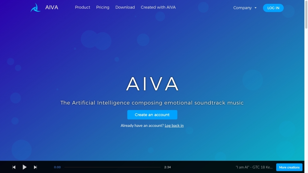 AIVA AI Composer: Emotional Soundtracks for Films & Games