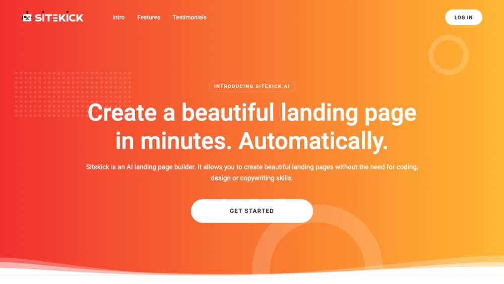 Sitekick: AI Landing Page Builder – No Coding, Design, or Copywriting Needed