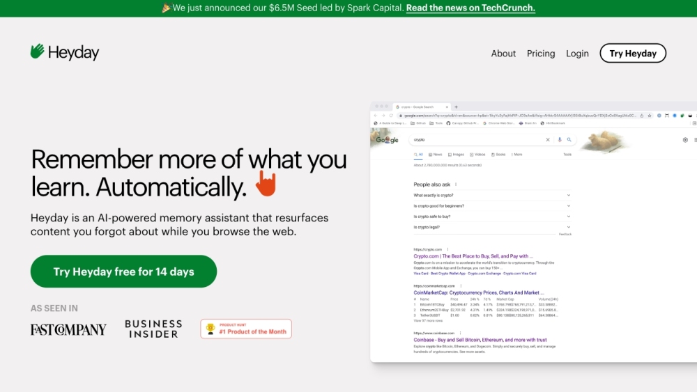 Heyday: AI-Powered Memory Assistant : Saves & Resurfaces Content