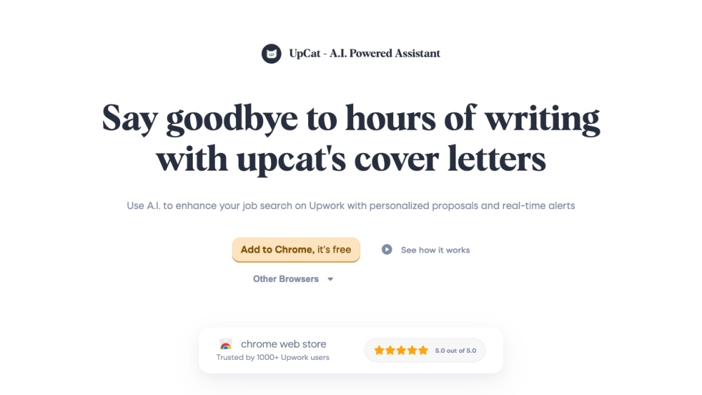 UpCat - Upwork Assistant: AI-Powered Job Search Enhancer : Personalized Proposals & Real-Time Alerts