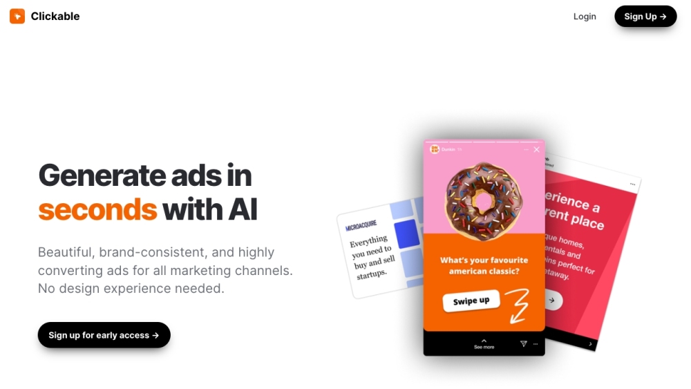 Clickable: AI-Powered Ad Generator : Fast, Easy, All Channels