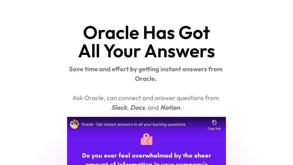 Oracle: AI-Powered Knowledgebase Tool with Slack, Google Docs, Confluence Integration for Instant Answers & Streamlined Workflows