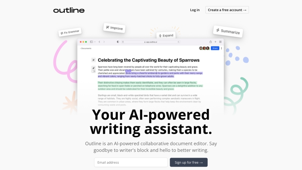 Outline: AI-Powered Editor for Efficient, Collaborative Writing: Boosts Speed, Fights Block, Enhances Teamwork with Smart AI Tools