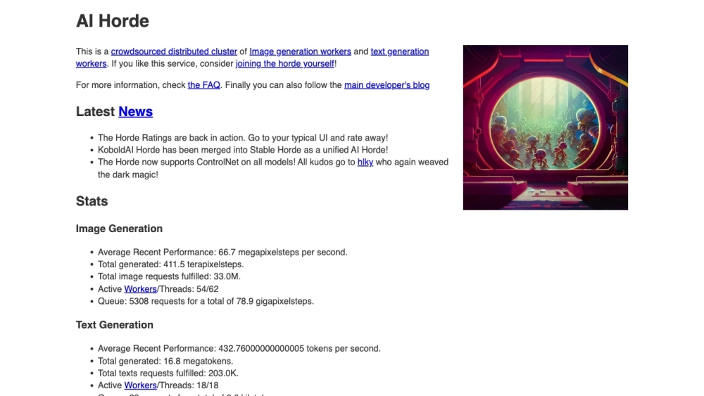 AI Horde: Crowdsourced Cluster for Text & Image Generation – Fast, Scalable AI Content Creation via Distributed Computing