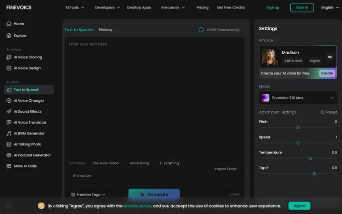 FineVoice Text to Speech : 1500+ Voices, 154 Languages, Emotion Control